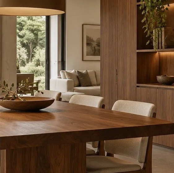 Detalhe de marcenaria planejada em madeira para home office